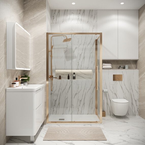 Душевое ограждение Grossman Cosmo 110х100 см 120.K33.02.1110.32.00, золото/прозрачное - фото 3