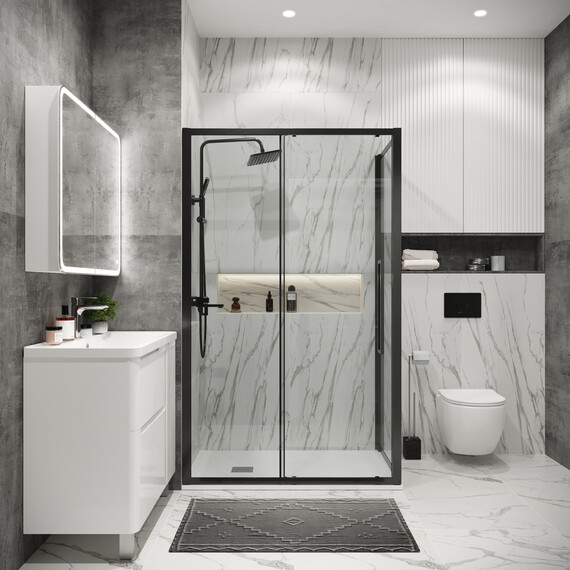 Душевое ограждение Grossman Cosmo 130х80 см 120.K33.02.1380.42.00, оружейная сталь/прозрачное - фото 3