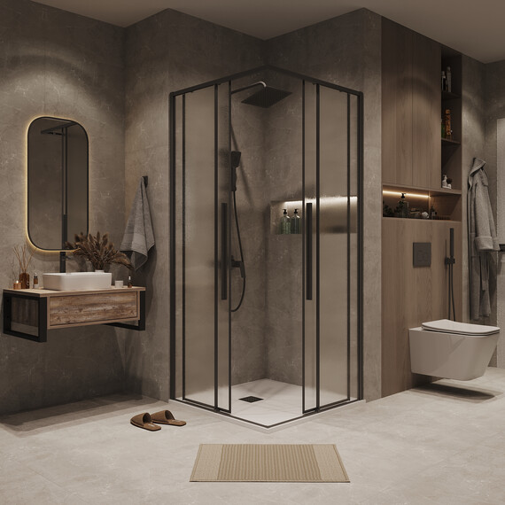 Душевое ограждение Grossman Galaxy 90х90 см 300.K33.01.9090.21.02, чёрный/шиншилла - фото 4
