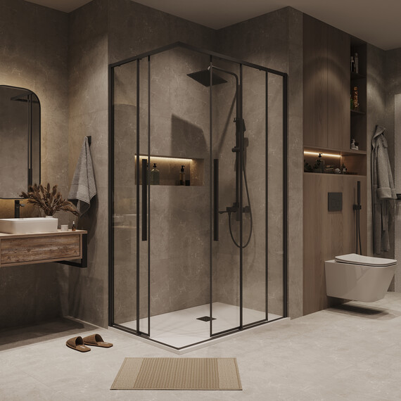 Душевое ограждение Grossman Galaxy 80х70 см 300.K33.01.8070.21.00, чёрный/прозрачное - фото 4