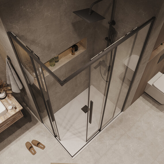 Душевое ограждение Grossman Galaxy 100х80 см 300.K33.01.1080.21.00, чёрный/прозрачное - фото 6