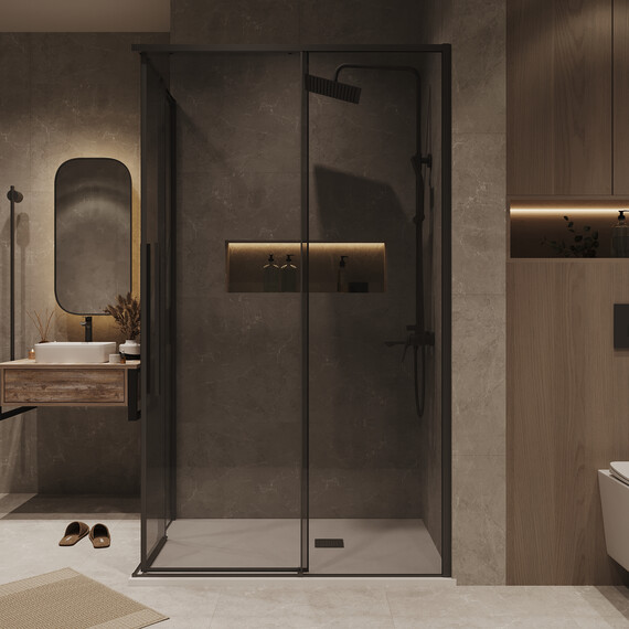 Душевое ограждение Grossman Galaxy 90х80 см 300.K33.01.9080.21.10, чёрный/тонированное - фото 5