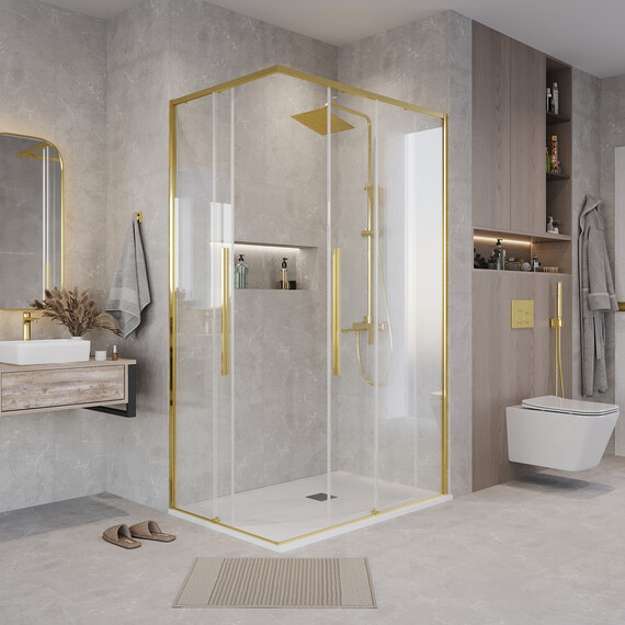 Душевое ограждение Grossman Galaxy 90х70 см 300.K33.01.9070.32.00, золото/прозрачное - фото 4