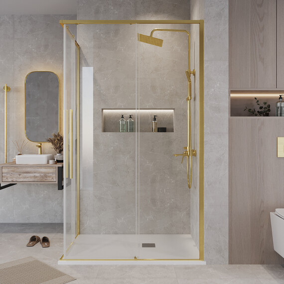 Душевое ограждение Grossman Galaxy 110х90 см 300.K33.01.1190.32.00, золото/прозрачное - фото 5