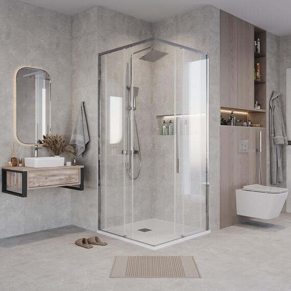 Душевое ограждение Grossman Galaxy 80х70 см 300.K33.01.8070.10.00, хром/прозрачное - фото 3