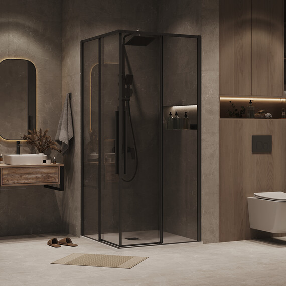 Душевое ограждение Grossman Galaxy 80х80 см 300.K33.01.8080.21.10, чёрный/тонированное - фото 3
