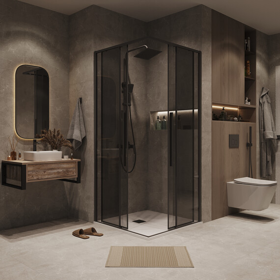 Душевое ограждение Grossman Galaxy 80х80 см 300.K33.01.8080.21.10, чёрный/тонированное - фото 4