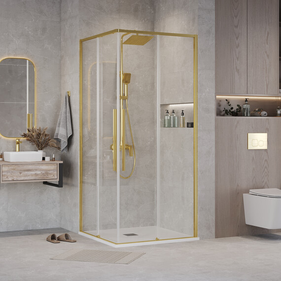 Душевое ограждение Grossman Galaxy 100х100 см 300.K33.01.1010.32.00, золото/прозрачное - фото 3