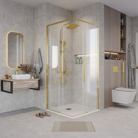 Душевое ограждение Grossman Galaxy 100х100 см 300.K33.01.1010.32.00, золото/прозрачное - фото 4