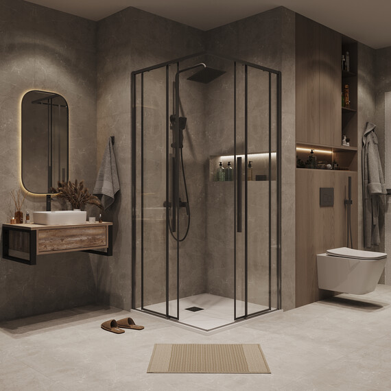 Душевое ограждение Grossman Galaxy 100х100 см 300.K33.01.1010.42.00, оружейная сталь/прозрачное - фото 5