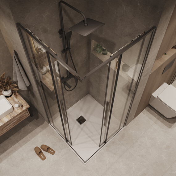 Душевое ограждение Grossman Galaxy 90х90 см 300.K33.01.9090.42.00, оружейная сталь/прозрачное - фото 6