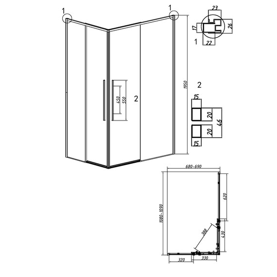 Душевое ограждение Grossman Galaxy 110х70 см 300.K33.01.1170.10.00, хром/прозрачное - фото 11