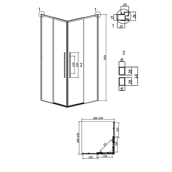 Душевое ограждение Grossman Galaxy 70х70 см 300.K33.01.7070.10.00, хром/прозрачное - фото 11