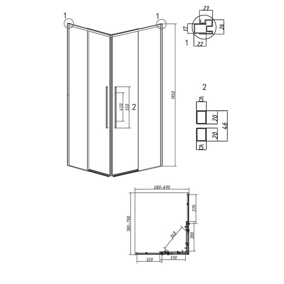 Душевое ограждение Grossman Galaxy 80х70 см 300.K33.01.8070.10.00, хром/прозрачное - фото 11