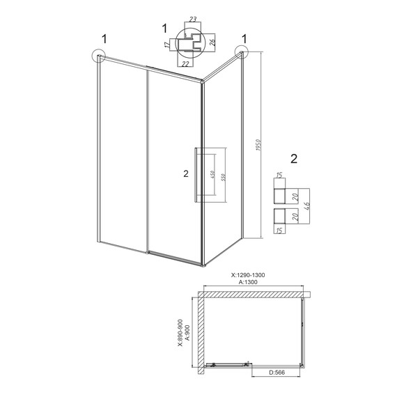 Душевое ограждение Grossman Galaxy 130х90 см 120.K33.01.1390.10.02, хром/шиншилла - фото 10