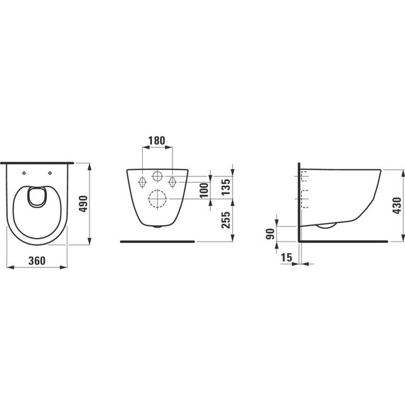 Унитаз подвесной безободковый Laufen Pro rimlless укороченный 8.2096.5.000.000.1 - фото, картинка 7 Унитаз подвесной безободковый Laufen Pro rimlless укороченный 8.2096.5.000.000.1 - фото 7