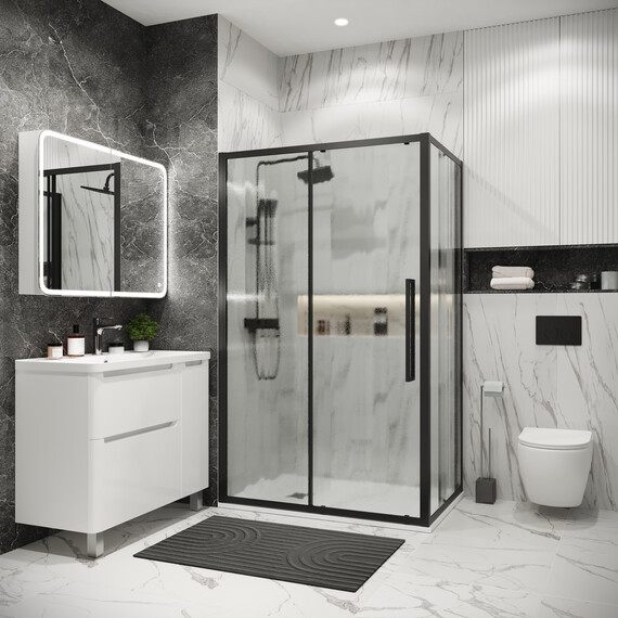 Душевое ограждение Grossman Cosmo 130х100 см 120.K33.02.1310.21.02, чёрный/шиншилла - фото 2