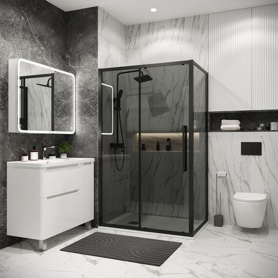 Душевое ограждение Grossman Cosmo 130х80 см 120.K33.02.1380.21.10, чёрный/тонированное - фото 2