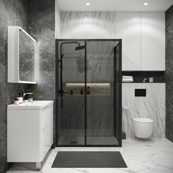 Душевое ограждение Grossman Cosmo 130х80 см 120.K33.02.1380.21.10, чёрный/тонированное - фото 3