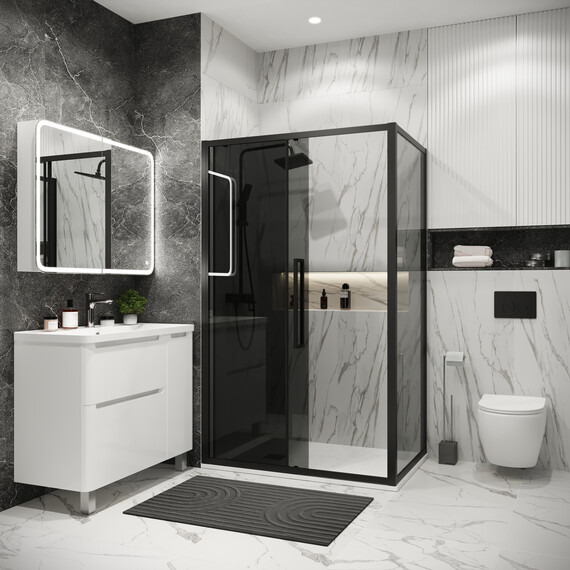 Душевое ограждение Grossman Cosmo 130х80 см 120.K33.02.1380.21.10, чёрный/тонированное - фото 5