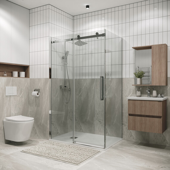 Душевое ограждение Grossman Classic 140х80 см 120.K33.04.1480.10.00 (стекло 8 мм) хром/прозрачное - фото 2