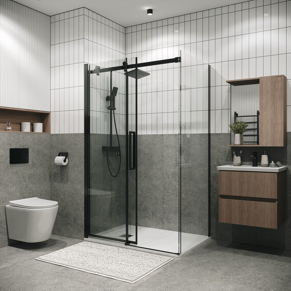 Душевое ограждение Grossman Classic 140х80 см 120.K33.04.1480.21.00 (стекло 8 мм) чёрный/прозрачное - фото 5