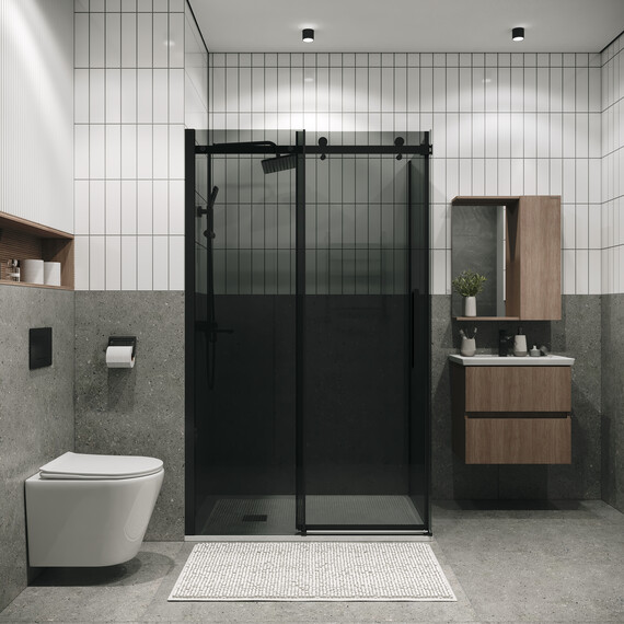 Душевое ограждение Grossman Classic 130х90 см 120.K33.04.1390.21.10 (стекло 8 мм) чёрный/тонированное - фото 2