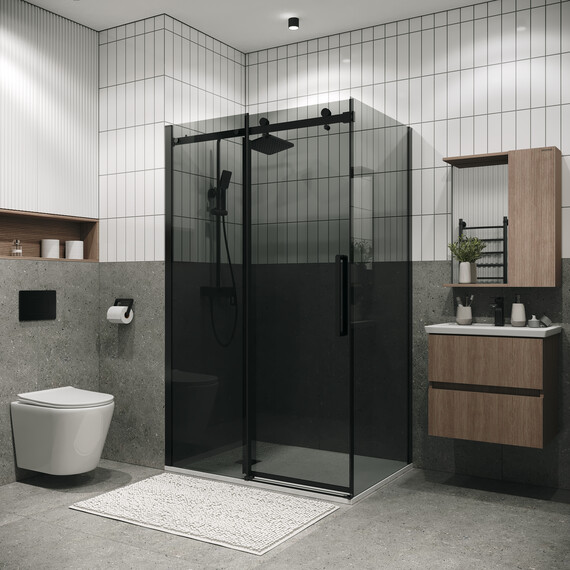 Душевое ограждение Grossman Classic 160х80 см 120.K33.04.1680.21.10 (стекло 8 мм) чёрный/тонированное - фото 5