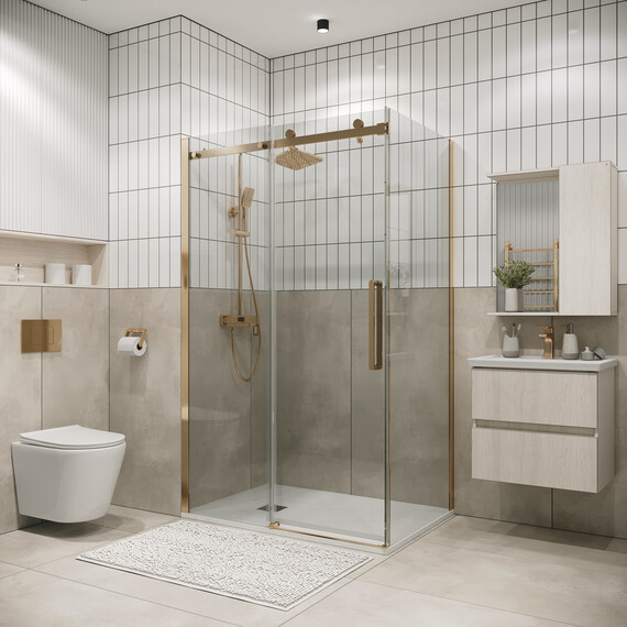 Душевое ограждение Grossman Classic 110х70 см 120.K33.04.1190.32.00 (стекло 8 мм) золото/прозрачное - фото 2