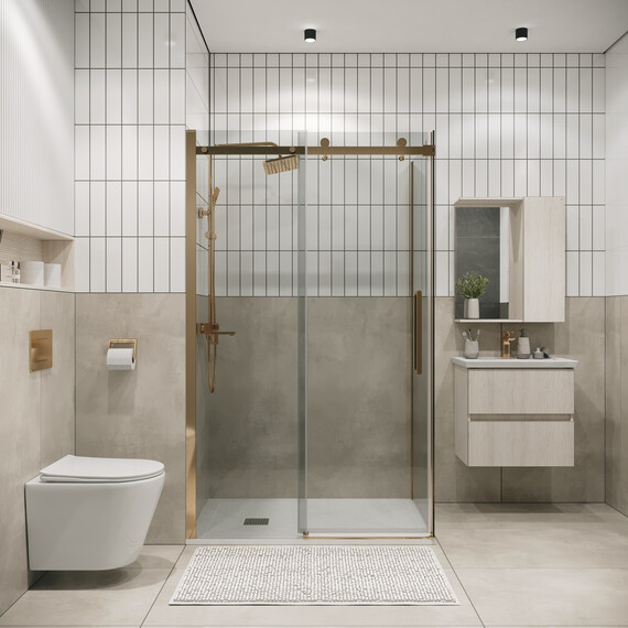 Душевое ограждение Grossman Classic 100х70 см 120.K33.04.1080.32.00 (стекло 8 мм) золото/прозрачное - фото 3