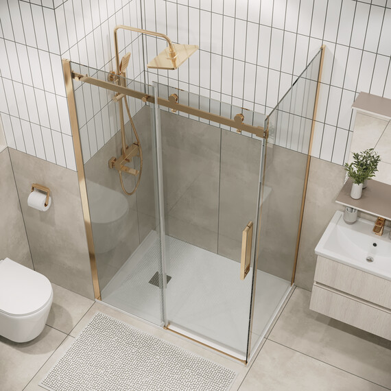 Душевое ограждение Grossman Classic 110х90 см 120.K33.04.1180.32.00 (стекло 8 мм) золото/прозрачное - фото 4