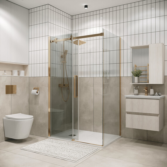 Душевое ограждение Grossman Classic 110х70 см 120.K33.04.1190.32.00 (стекло 8 мм) золото/прозрачное - фото 5