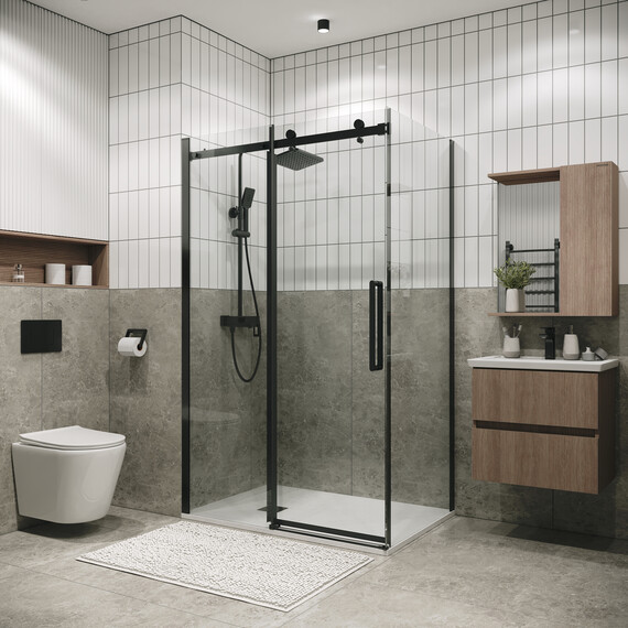 Душевое ограждение Grossman Classic 100х80 см 120.K33.04.1080.42.00 (стекло 8 мм) оружейная сталь/прозрачное - фото 2