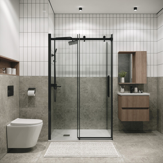 Душевое ограждение Grossman Classic 120х100 см 120.K33.04.1210.42.00 (стекло 8 мм) оружейная сталь/прозрачное - фото 3