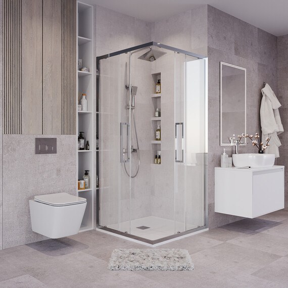 Душевое ограждение Grossman Cosmo 90х90 см 300.K33.02.9090.10.00, хром/прозрачное - фото 3