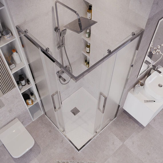 Душевое ограждение Grossman Cosmo 90х90 см 300.K33.02.9090.10.02, хром/шиншилла - фото 6