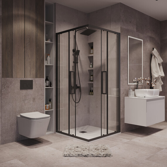 Душевое ограждение Grossman Cosmo 90х90 см 300.K33.02.9090.21.00, чёрный/прозрачное - фото 3