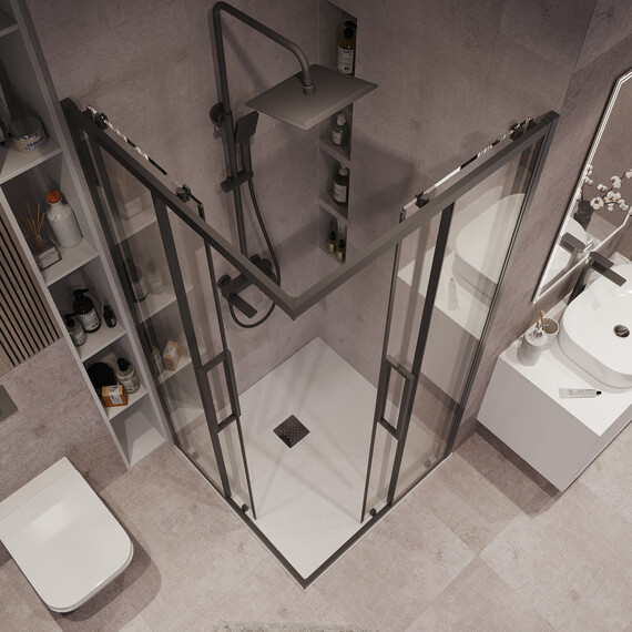 Душевое ограждение Grossman Cosmo 90х90 см 300.K33.02.9090.21.00, чёрный/прозрачное - фото 4