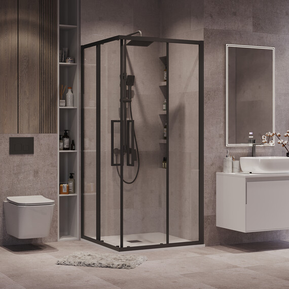 Душевое ограждение Grossman Cosmo 90х90 см 300.K33.02.9090.21.00, чёрный/прозрачное - фото 5