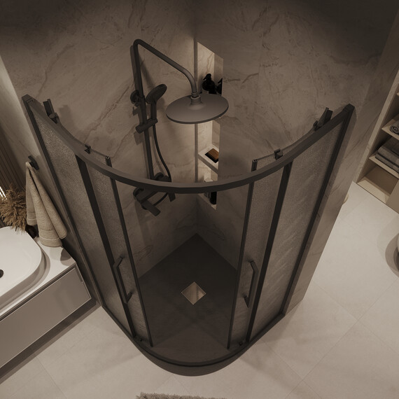 Душевое ограждение Grossman Cosmo 80х80 см 300.K33.02.8080.21.02, чёрный/шиншилла - фото 6