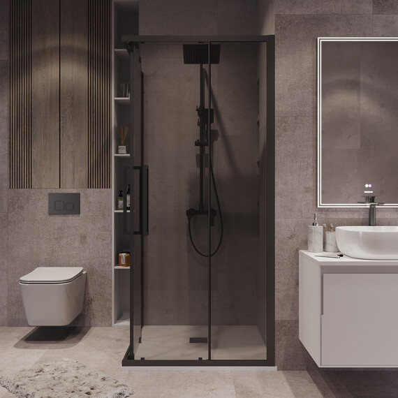 Душевое ограждение Grossman Cosmo 80х80 см 300.K33.02.8080.21.10, чёрный/тонированное - фото 5