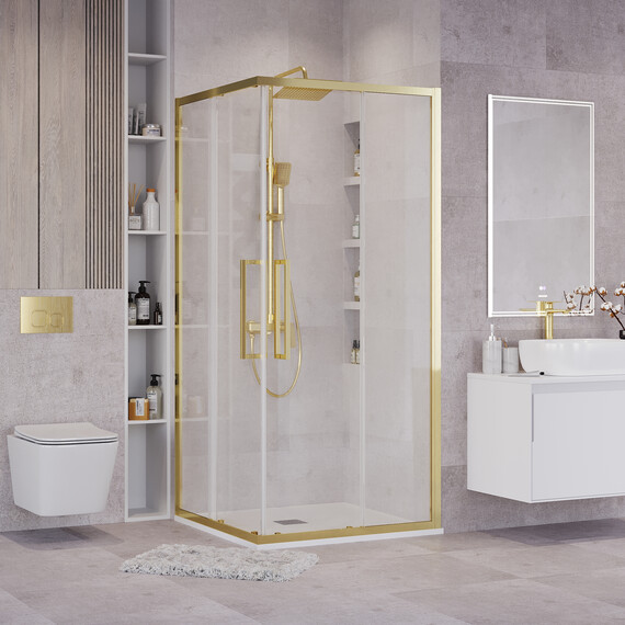 Душевое ограждение Grossman Cosmo 100х100 см 300.K33.02.1010.32.00, золото/прозрачное - фото 3