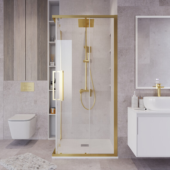 Душевое ограждение Grossman Cosmo 100х100 см 300.K33.02.1010.32.00, золото/прозрачное - фото 4