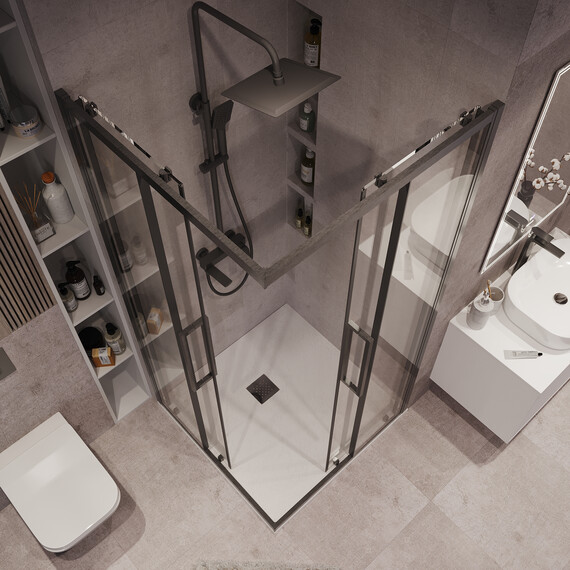 Душевое ограждение Grossman Cosmo 90х90 см 300.K33.02.9090.42.00, оружейная сталь/прозрачное - фото 3