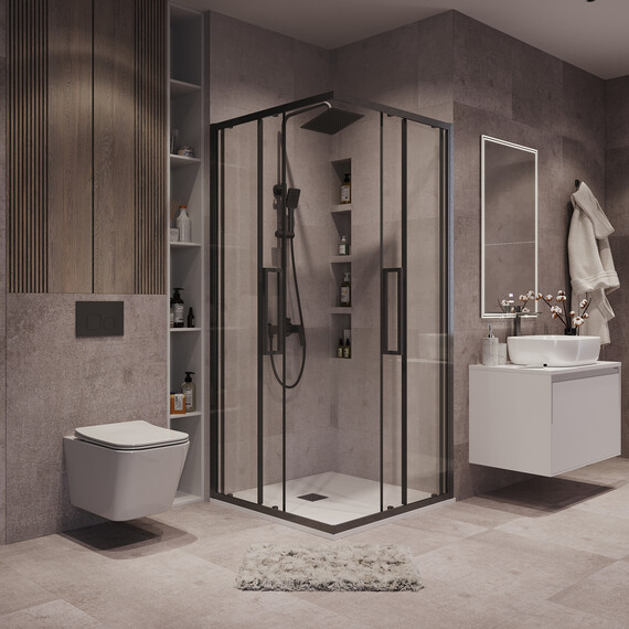 Душевое ограждение Grossman Cosmo 100х100 см 300.K33.02.1010.42.00, оружейная сталь/прозрачное - фото 4