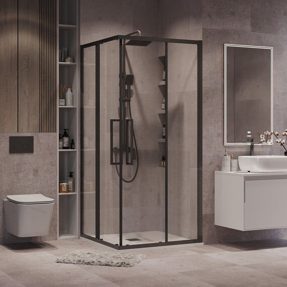 Душевое ограждение Grossman Cosmo 100х100 см 300.K33.02.1010.42.00, оружейная сталь/прозрачное - фото 6