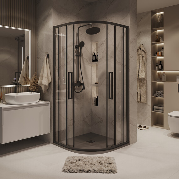 Душевое ограждение Grossman Cosmo 100х100 см 301.K33.02.1010.21.00, чёрный/прозрачное - фото 3