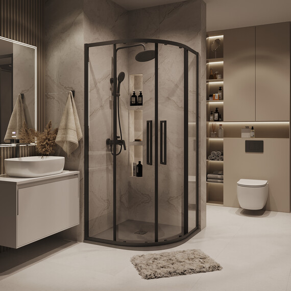 Душевое ограждение Grossman Cosmo 90х90 см 301.K33.02.9090.21.00, чёрный/прозрачное - фото 5