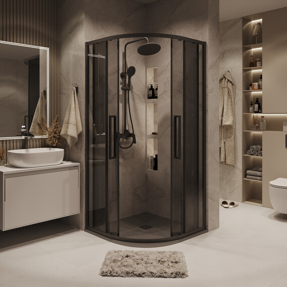 Душевое ограждение Grossman Cosmo 100х100 см 301.K33.02.1010.21.10, чёрный/тонированное - фото 3