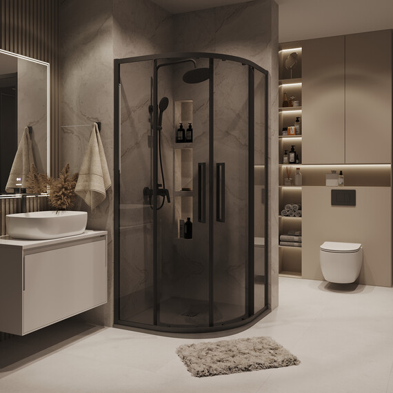 Душевое ограждение Grossman Cosmo 90х90 см 301.K33.02.9090.21.10, чёрный/тонированное - фото 5